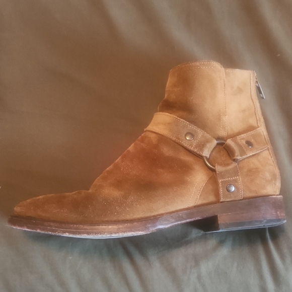 Frye Men's Brown Suede Buckle Boots - Picture 2 of 7